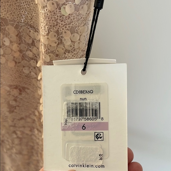 Calvin Klein Sequin Wedding Dress - Nude - Picture 4 of 6